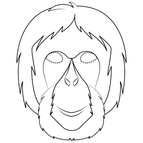 Orangutan Mask Coloring Page